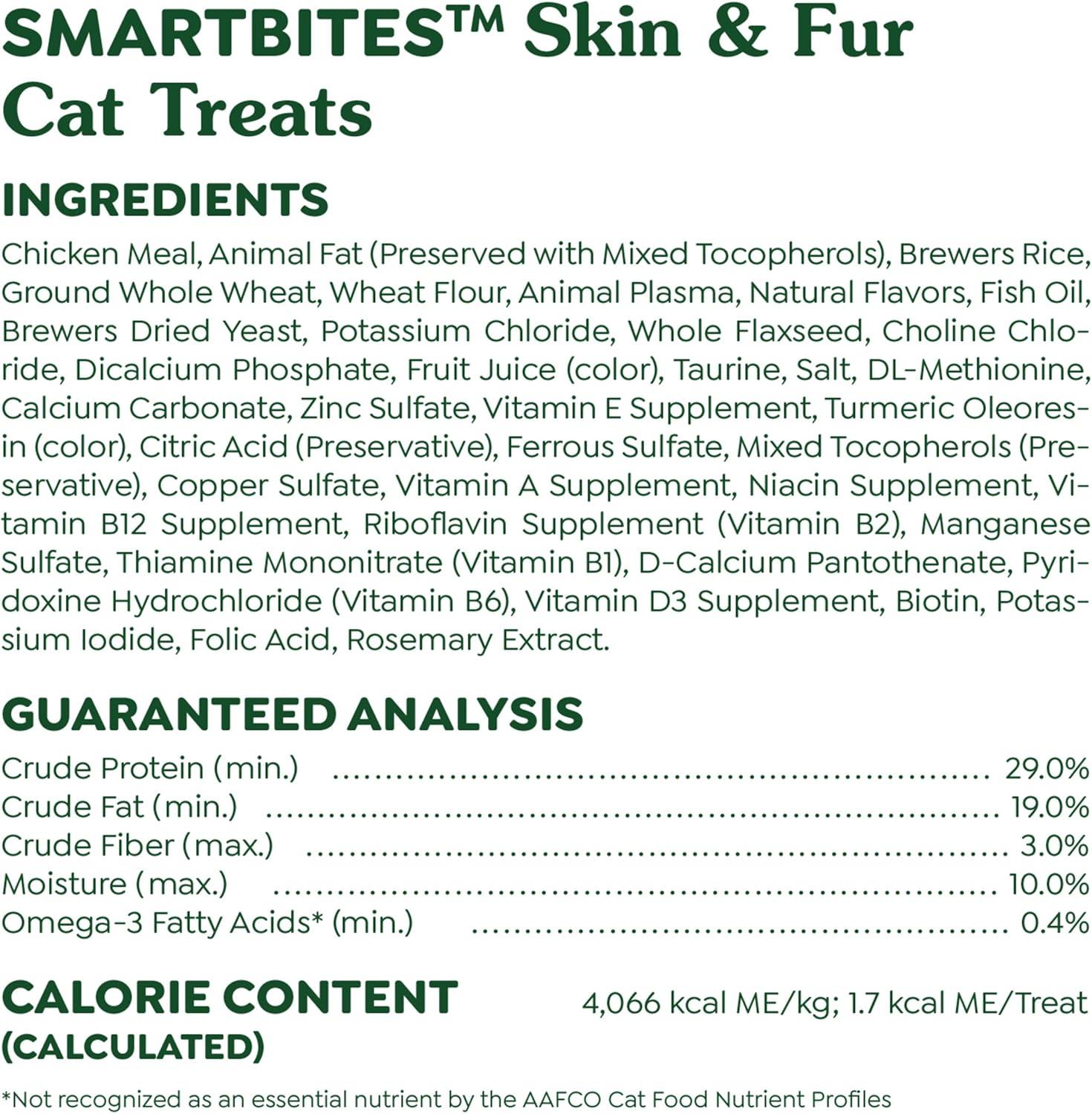 imageGreenies Feline Smartbites Skin ampamp Fur Health Crunchy and Soft Cat Treats Chicken Flavor 16 oz TubChicken