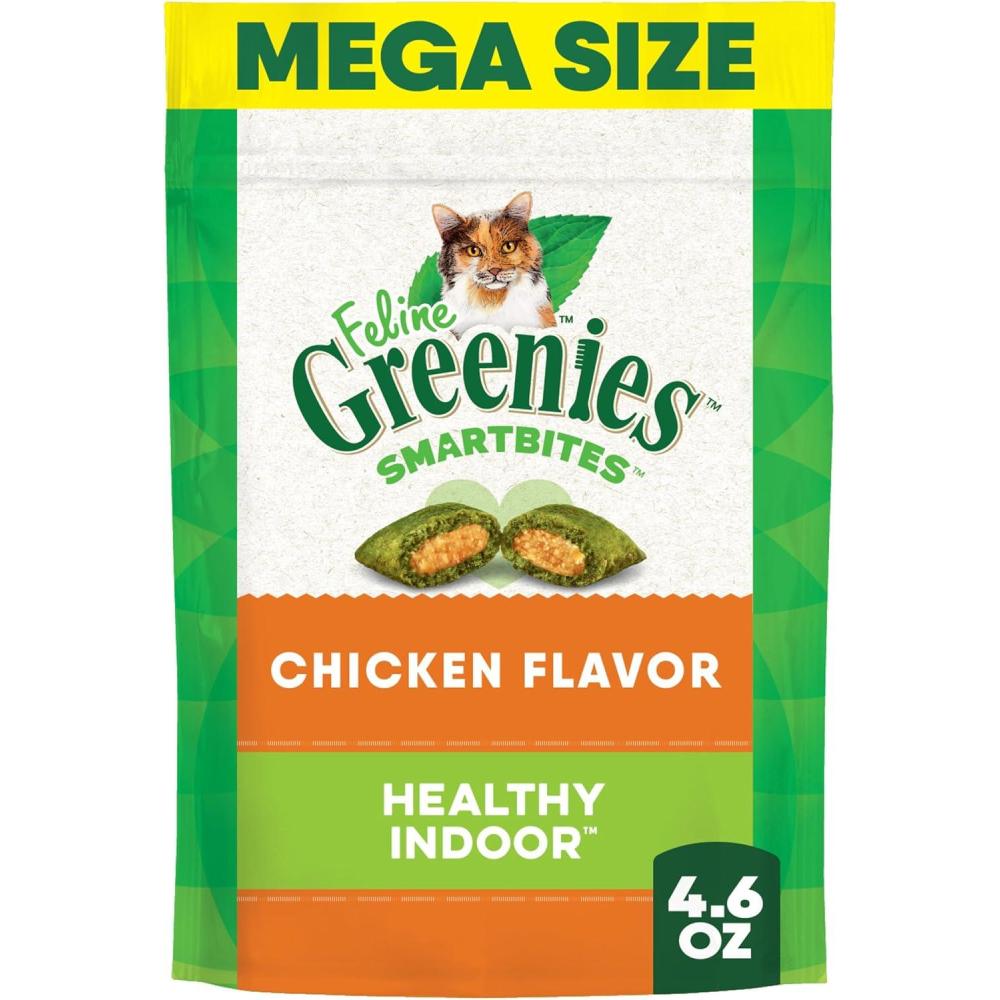 imageGreenies Feline Smartbites Healthy Indoor Cat Treats Chicken Flavor 46 oz PackChicken