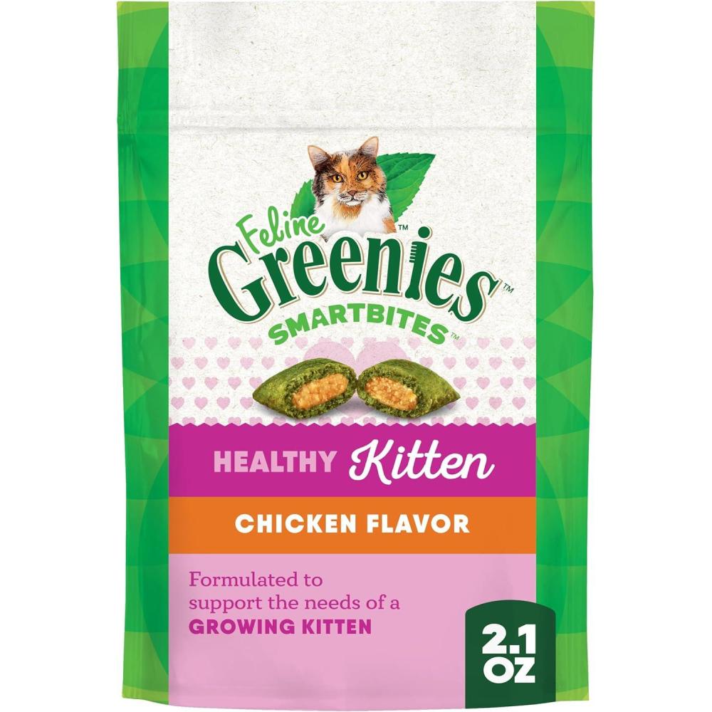 imageGreenies Feline Smartbites Healthy Kitten Treats Crunchy and Soft Natural Cat Treats Chicken Flavor 16 oz Tub21 Ounce Pack of 1