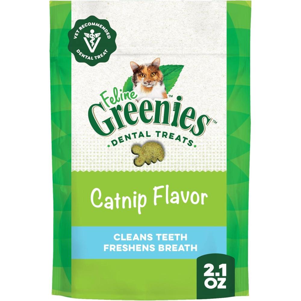 imageGreenies Feline VeterinarianRecommended Adult Natural Dental Cat Treats Catnip Flavor 21 oz Tub21 Ounce Pack of 1