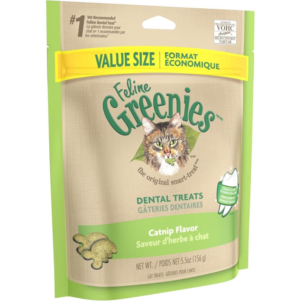 imageGreenies Feline VeterinarianRecommended Adult Natural Dental Cat Treats Catnip Flavor 21 oz Tub55 Ounce Pack of 1