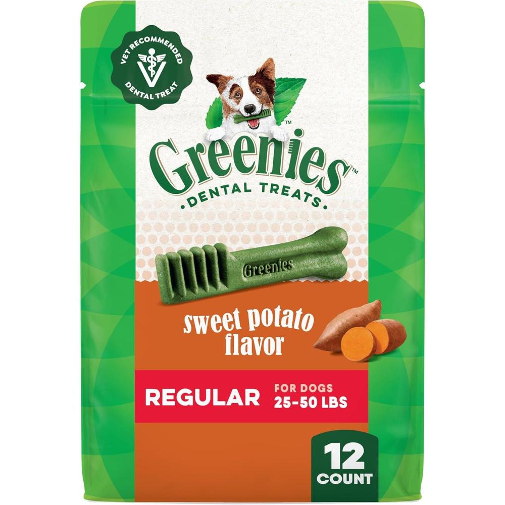 imageGreenies Gingerbread Flavor Regular Size VeterinarianRecommended for Dental Care Dog Treat Chews Great Holiday Dog Stocking Stuffers Limited Edition 6 oz Pouch 6 TreatsSweet Potato