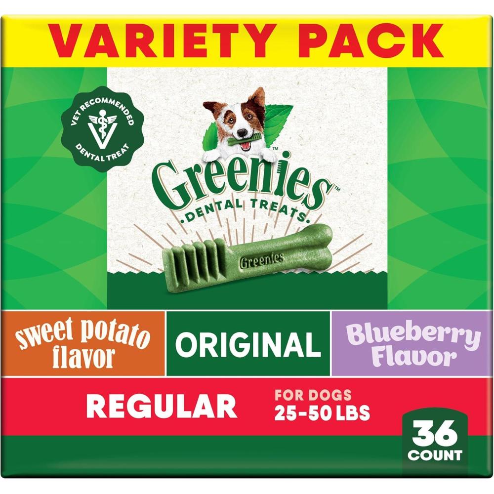 imageGreenies Gingerbread Flavor Regular Size VeterinarianRecommended for Dental Care Dog Treat Chews Great Holiday Dog Stocking Stuffers Limited Edition 6 oz Pouch 6 TreatsOriginal  Blueberry   Sweet Potato Variety Pack
