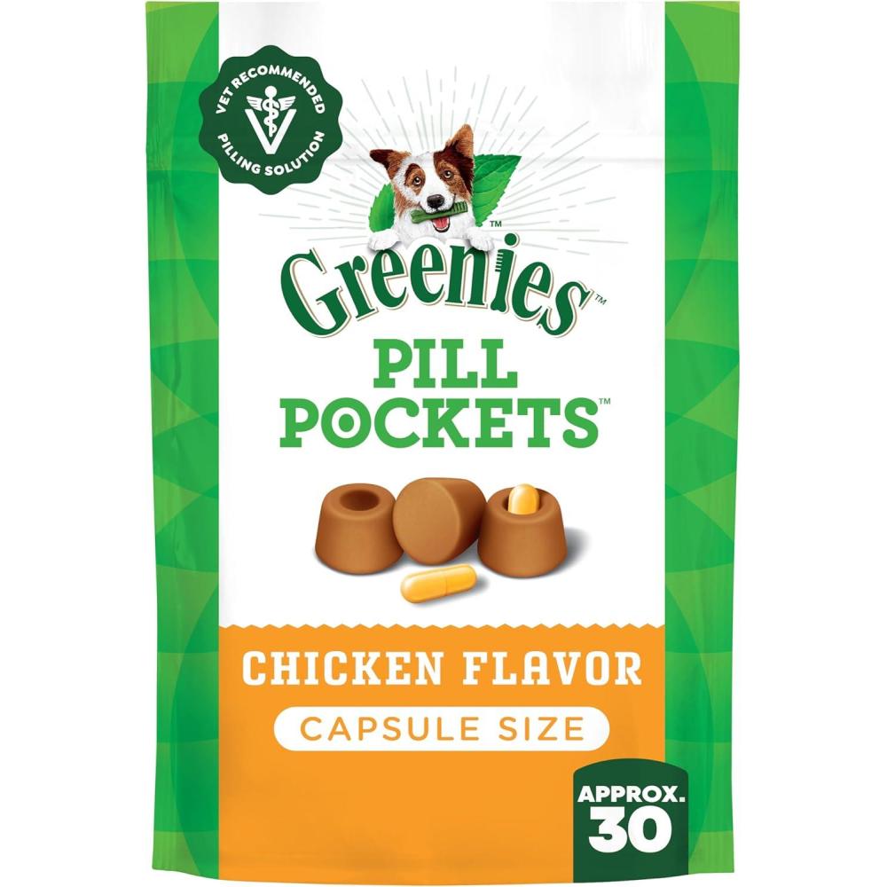 imageGreenies Pill Pockets for Dogs Large Size Soft Dog Treats Chicken Flavor 79 oz Pouch 30 Treats
