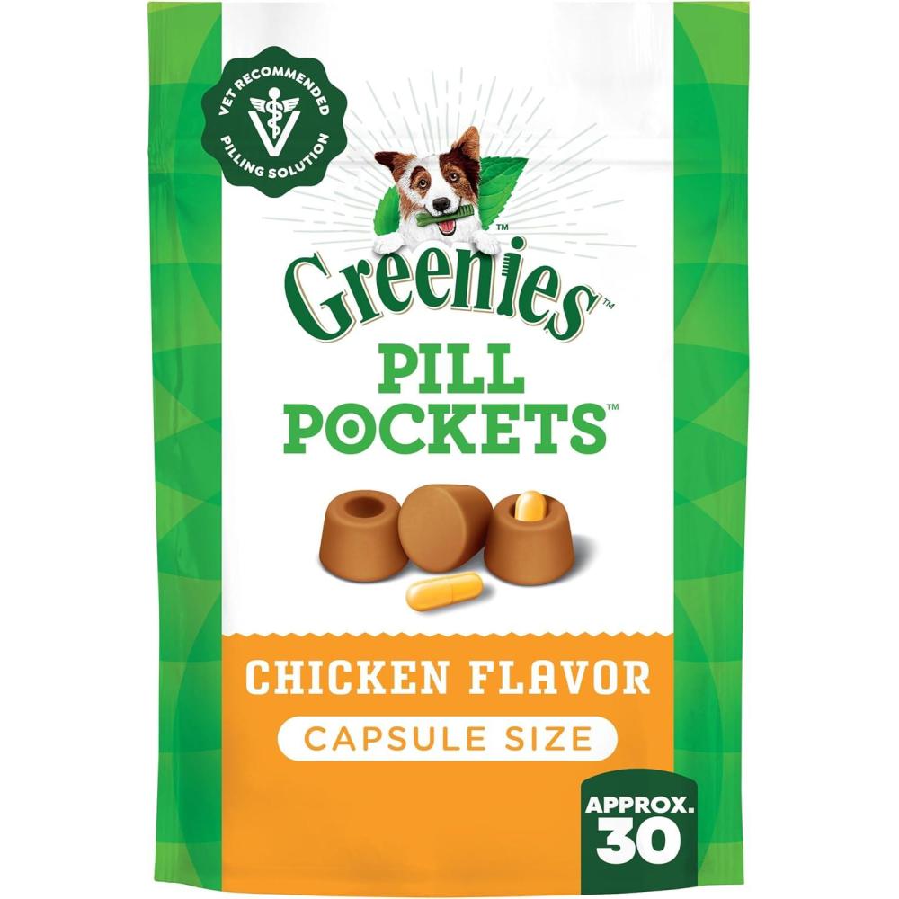 imageGreenies Pill Pockets for Dogs Large Size Soft Dog Treats Hickory Smoke Flavor 158 oz Pouch 60 TreatsChicken