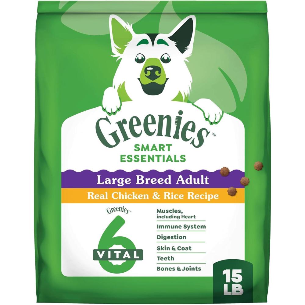 imageGreenies Smart Essentials Large Breed Adult High Protein Dry Dog Food Real Chicken ampamp Rice Recipe 30 lb BagChicken  Rice
