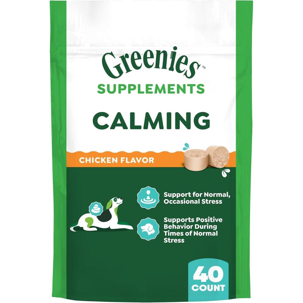 imageGreenies Supplements Calming Chews for Dogs Chicken Flavor 147 oz Container of 80 ctChicken