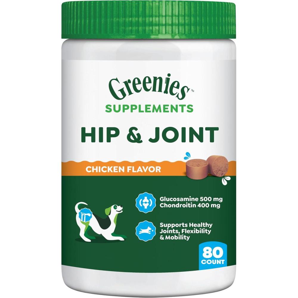 imageGreenies Supplements Hip and Joint Supplements for Dogs Chicken Flavor 608 oz 30Count80 Count Pack of 1