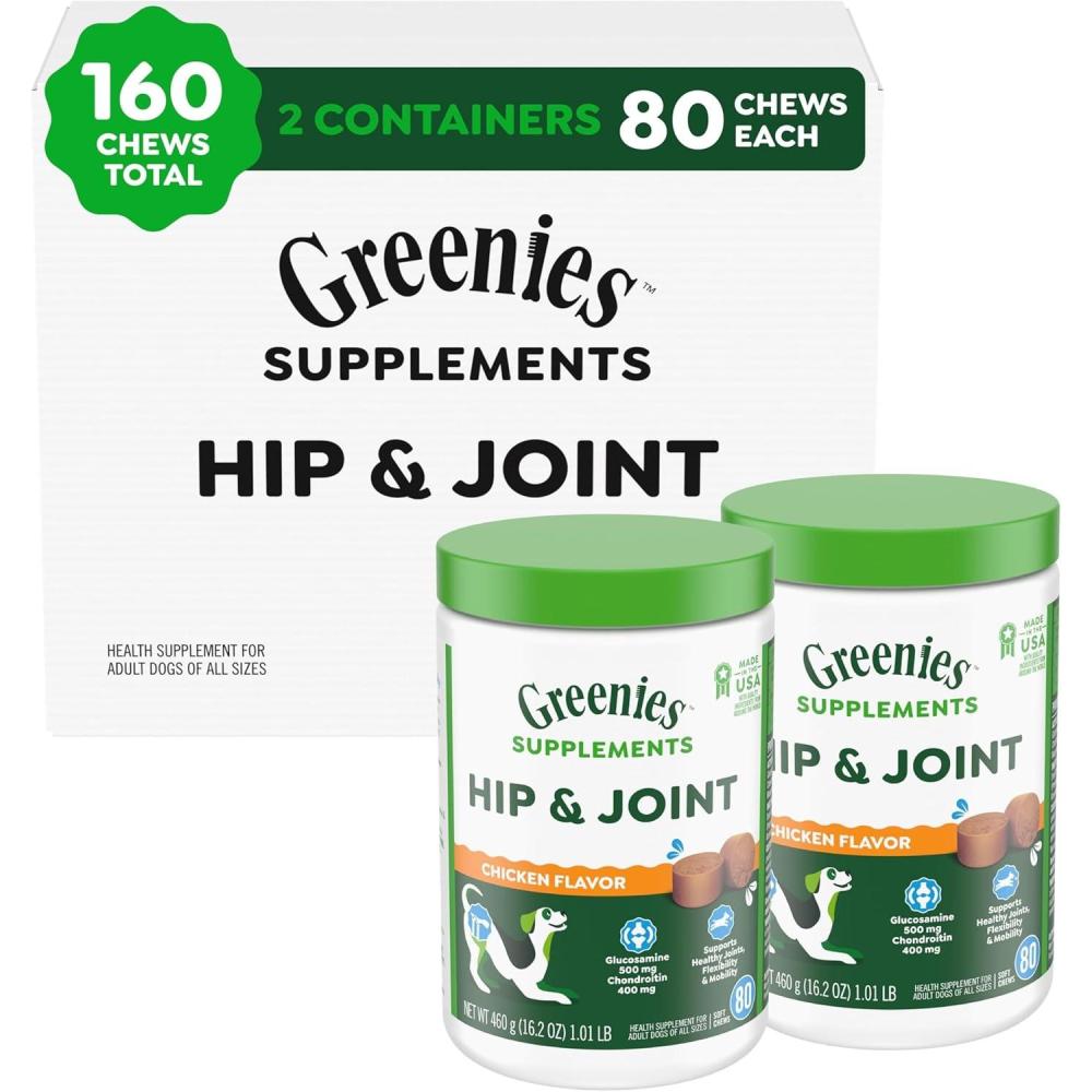 imageGreenies Supplements Hip and Joint Supplements for Dogs Chicken Flavor 608 oz 30Count80 Count Pack of 2