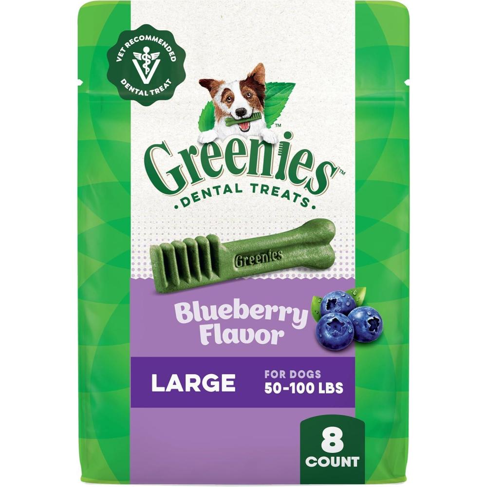 imageGreenies VeterinarianRecommended Adult Natural Dental Dog Treats Large Size Fresh Flavor Original Flavor and Blueberry Flavor 3 12 oz Packs 24 CountBlueberry