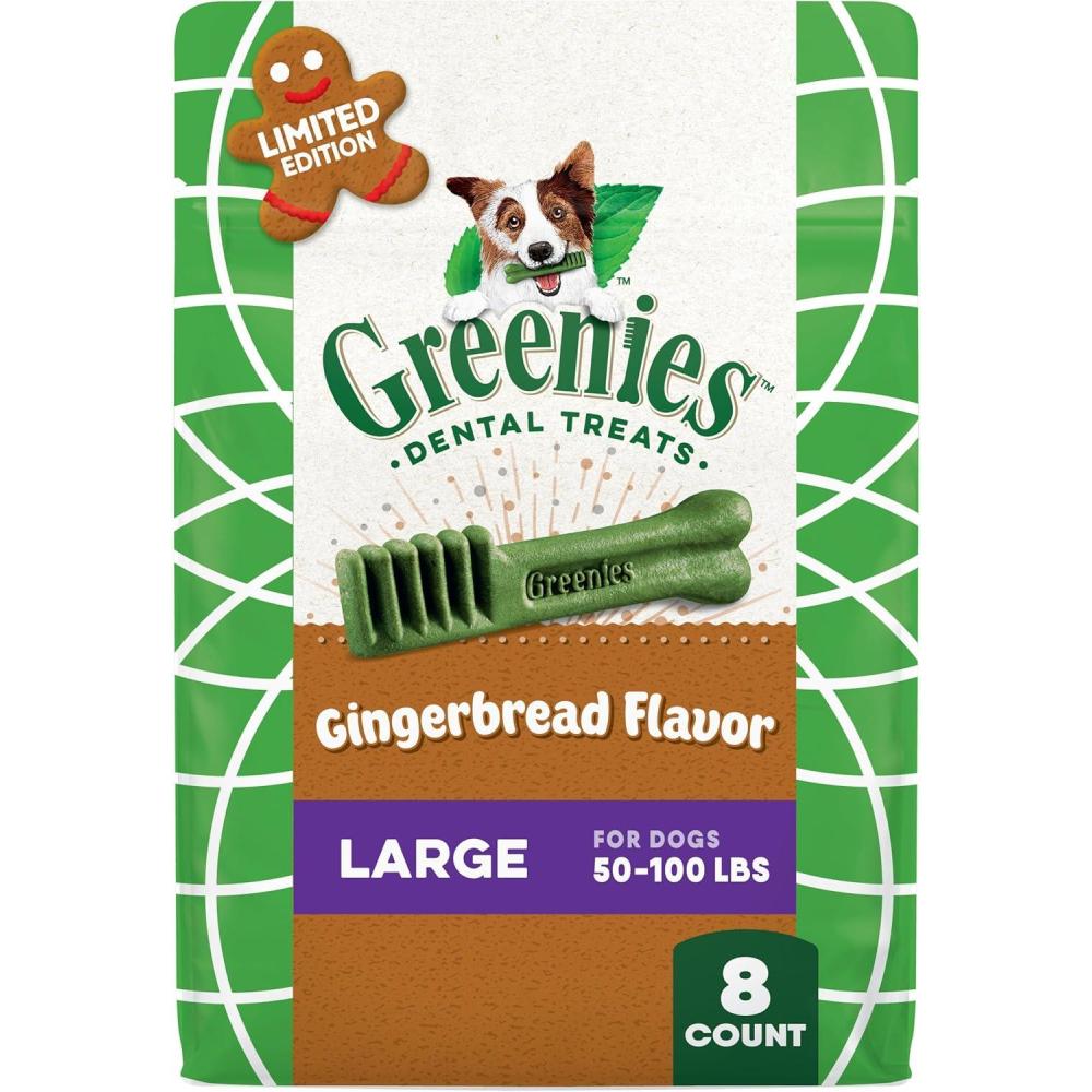imageGreenies VeterinarianRecommended Adult Natural Dental Dog Treats Large Size Fresh Flavor Original Flavor and Blueberry Flavor 3 12 oz Packs 24 CountGingerbread