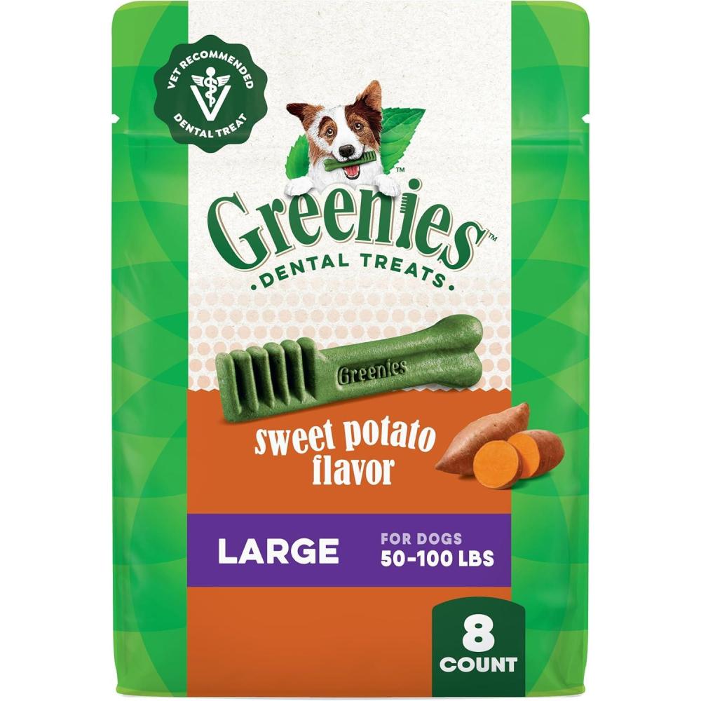 imageGreenies VeterinarianRecommended Adult Natural Dental Dog Treats Large Size Fresh Flavor Original Flavor and Blueberry Flavor 3 12 oz Packs 24 CountSweet Potato