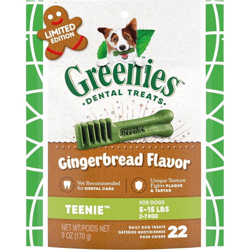 imageGreenies VeterinarianRecommended Natural Dental Dog Treats Teenie Size Fresh Flavor 12 oz Pack 43 CountGingerbread