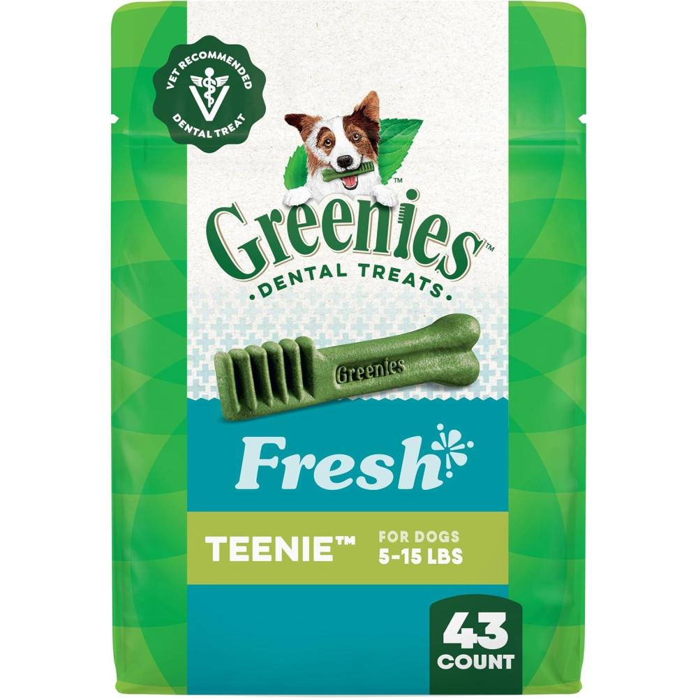 imageGreenies VeterinarianRecommended Natural Dental Dog Treats Teenie Size Fresh Flavor 12 oz Pack 43 CountMint