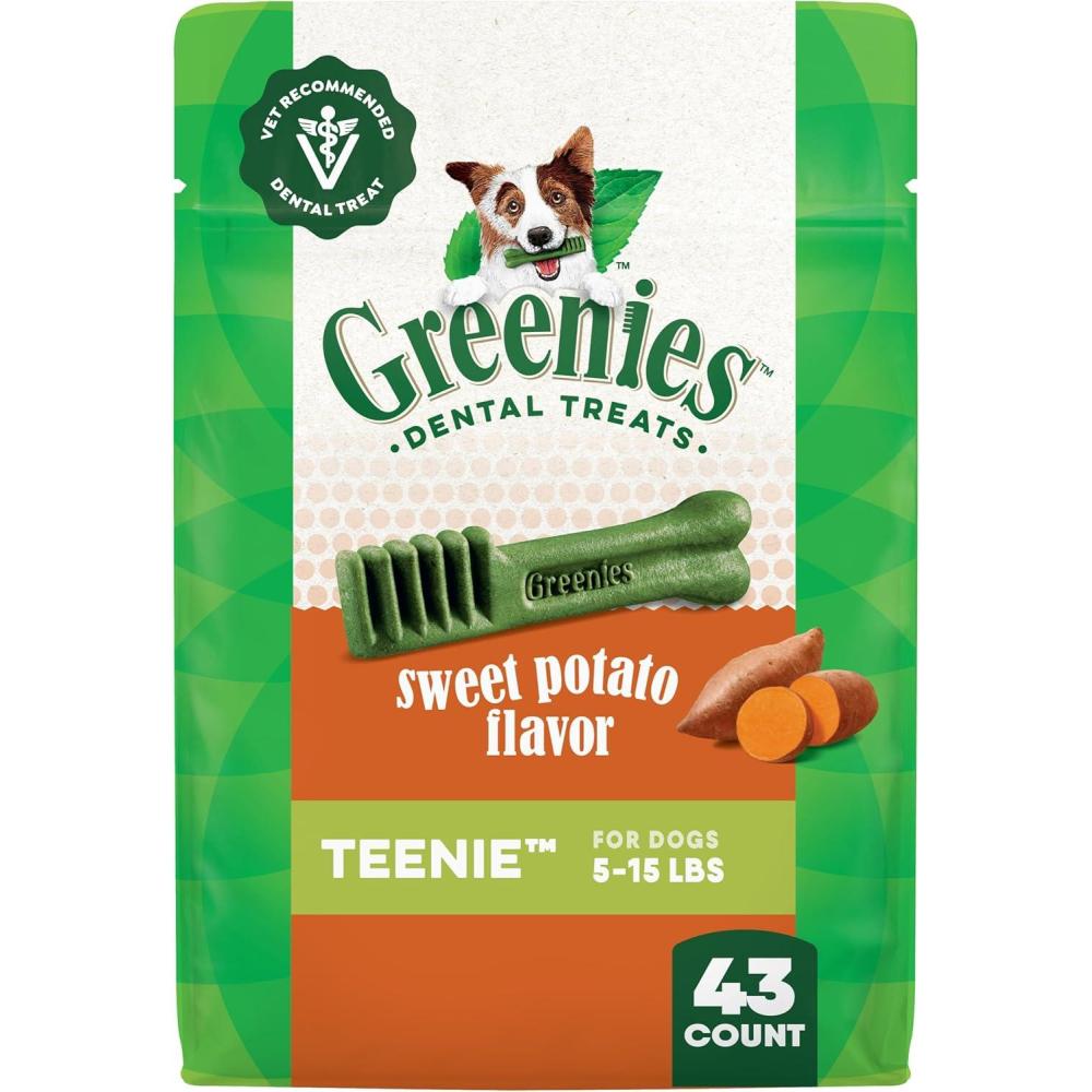 imageGreenies VeterinarianRecommended Natural Dental Dog Treats Teenie Size Fresh Flavor 12 oz Pack 43 CountSweet Potato