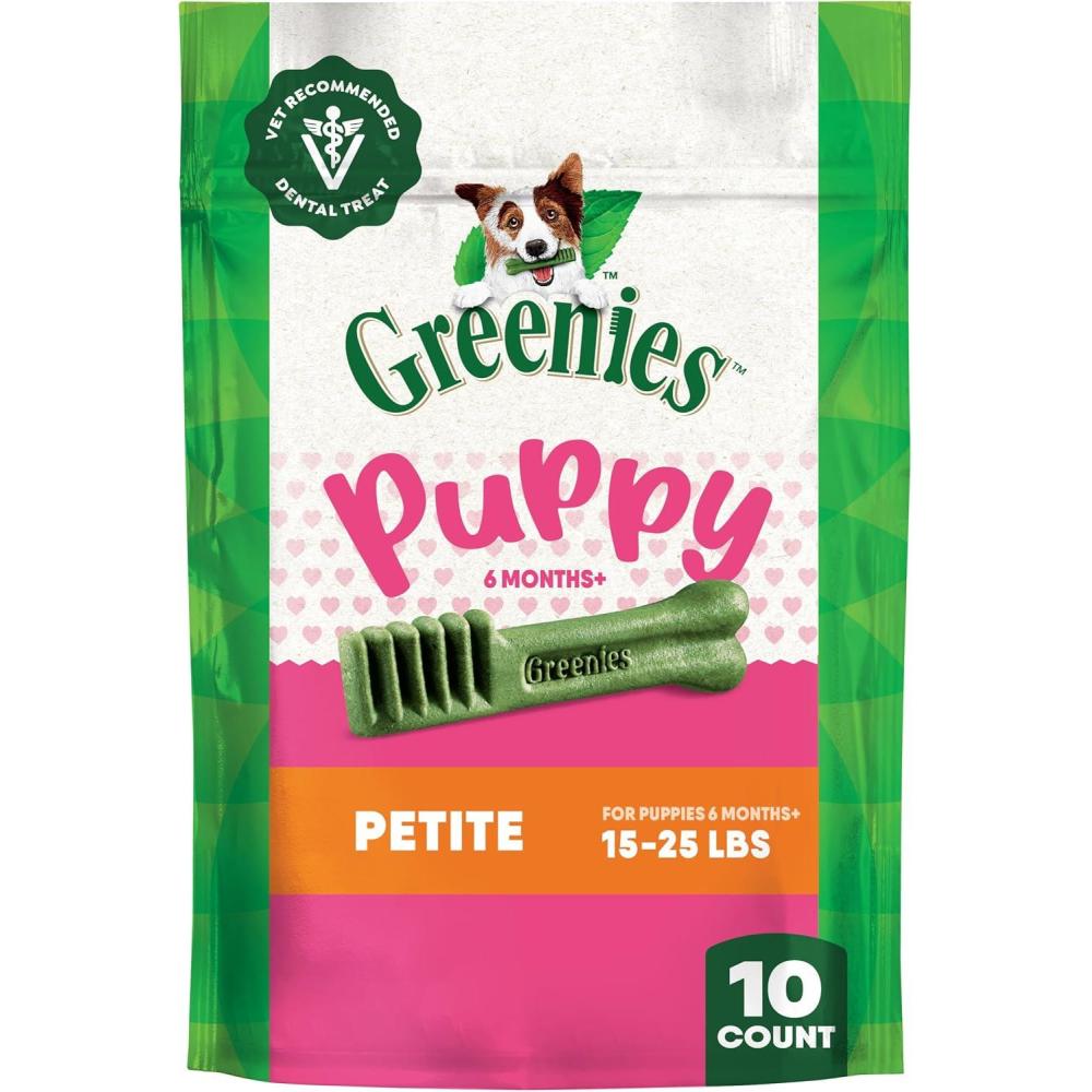 imageGreenies VeterinarianRecommended Natural Dental Puppy Treats Petite Size 6 oz Pack 10 CountOriginal