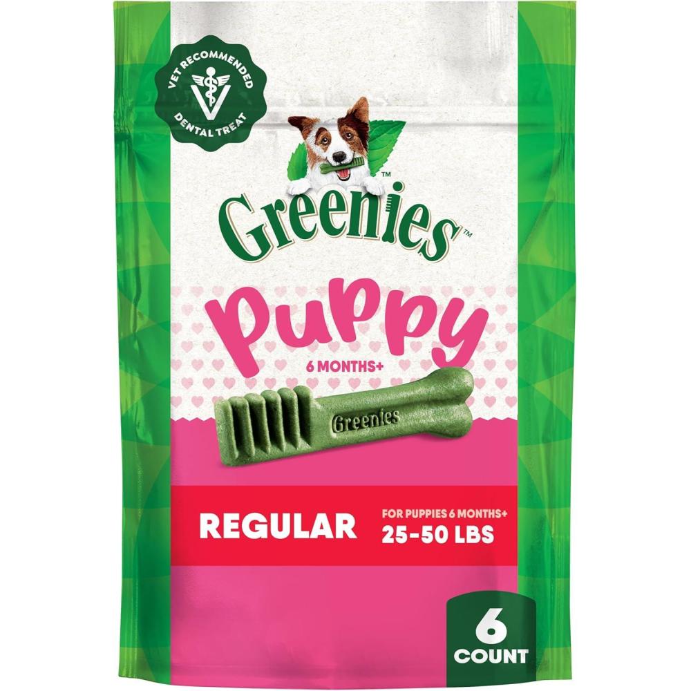 imageGreenies VeterinarianRecommended Natural Dental Puppy Treats Regular Size 6 oz Pack 6 CountOriginal