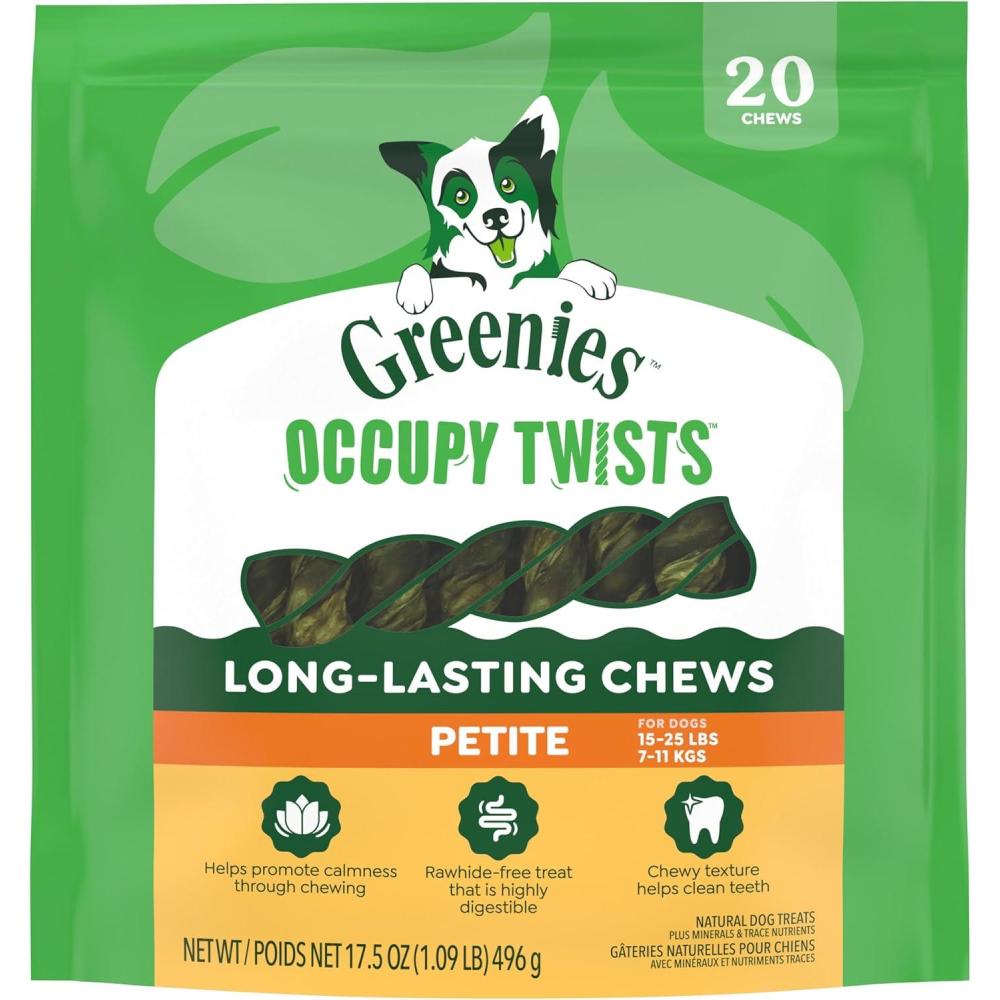 imageGreenies Occupy Twists Natural Dog Treats Petite Breed Size Chicken Flavor 175 oz Pack 20 Count