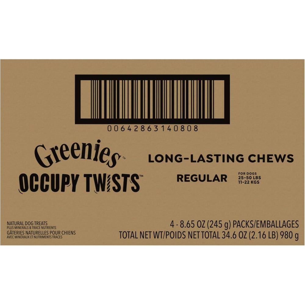 imageGreenies Occupy Twists Natural Dog Treats Regular Breed Size Chicken Flavor 346 oz Pack 24 Count