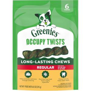 Greenies Occupy Twists Natural Dog Treats Regular Breed Size Chicken Flavor, 8.65 oz. Pack, 6 Count