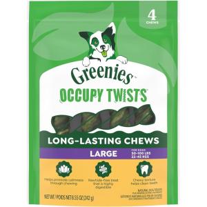 Greenies Occupy Twists Natural Dog Treats Large Breed Size Chicken Flavor, 8.55 oz. Pack, 4 Count