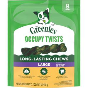 Greenies Occupy Twists Natural Dog Treats Large Breed Size Chicken Flavor, 17.1 oz. Pack, 8 Count(8 Count (Pack of 1))
